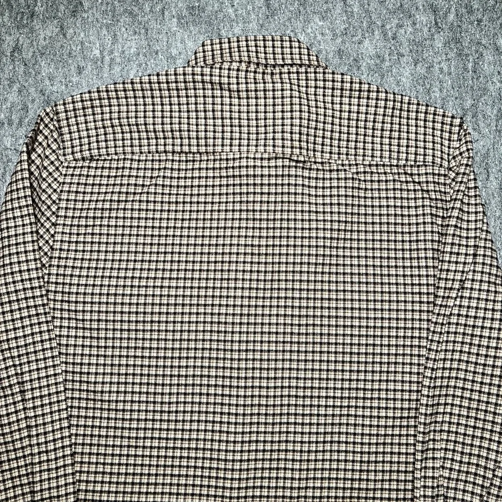 Reiss Regular Fit Plaid Checked Button Down Shirt Brown XL Cotton Blend